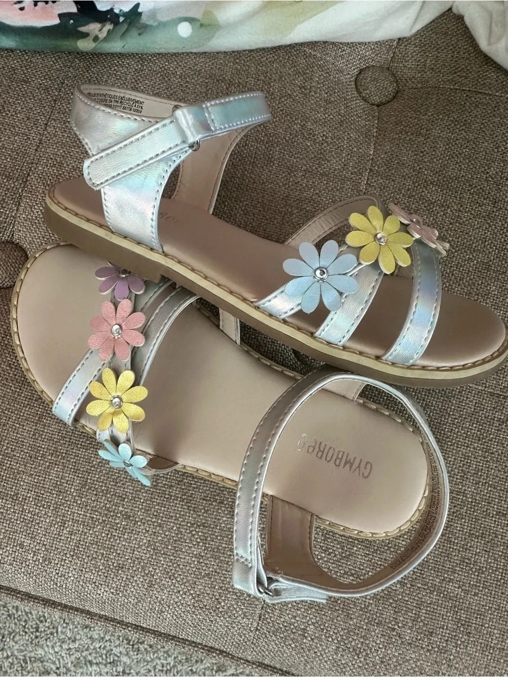 Gymboree Girls Metallic Floral Strap Sandals